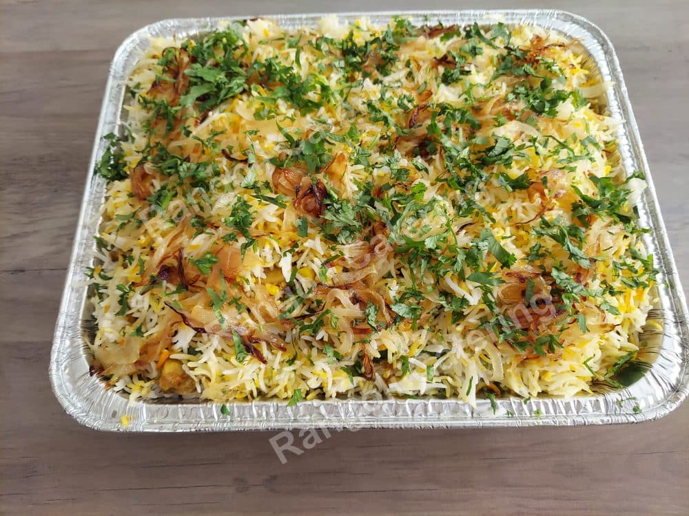 Vegetable Biryani, homestyle Indian catering